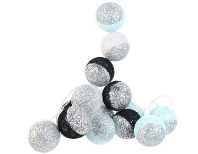 Guirlande lumineuse boules pailletées 16 leds (Noir, Bleu)