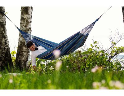 Hamac en coton et polyester avec sac de rangement Tahiti (Ocean)