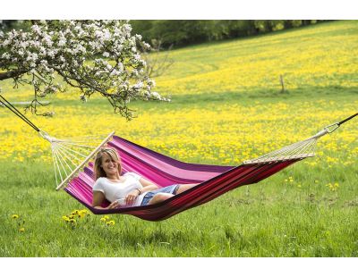 Hamac en coton et polyester avec sac de rangement Tonga (Candy)