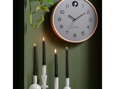 Horloge en bois de bouleau Natural Cuckoo (Gris)