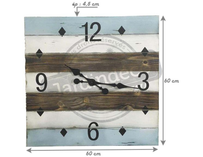 Horloge en bois carrée bord de mer