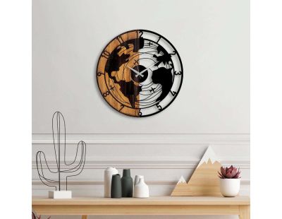 Horloge en bois et métal Clock (Mappemonde)