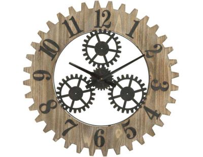 Horloge en bois et métal Ingranaggio 60 x 4 cm