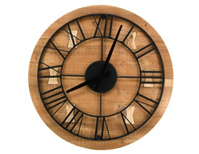 Horloge en bois recyclé et métal