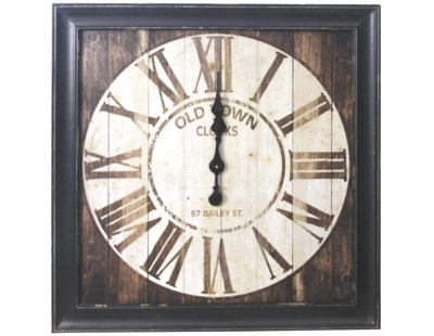 Horloge carrée en bois vintage
