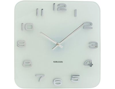 Horloge carrée vintage en verre 35 cm (Blanc)