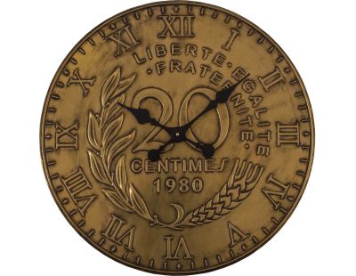 Horloge en fer pièce de monnaie 60 cm (20 centimes - Laiton)
