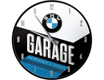 Horloge hublot en verre et métal Pub 31 cm (BMW Garage)