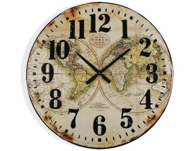 Horloge mappemonde aspect vieilli 80 cm