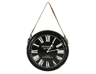 Horloge en métal noir laqué Antiquités de Paris