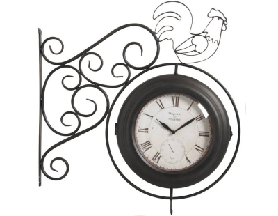 Horloge murale coq double face