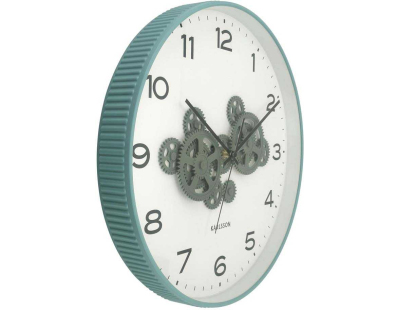 Horloge murale ronde Open Gear (Bleu et vert jungle)