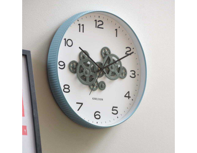 Horloge murale ronde Open Gear (Bleu et vert jungle)