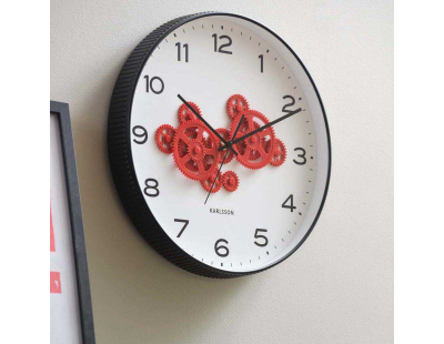 Horloge murale ronde Open Gear (Noir et rouge)