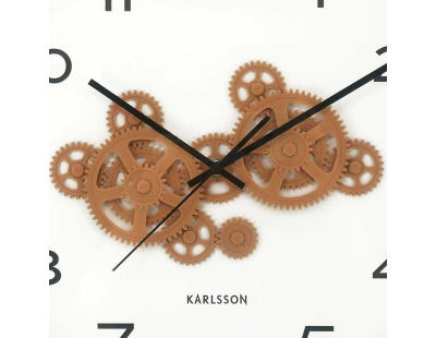 Horloge murale ronde Open Gear (Vert jungle et jaune ocre)