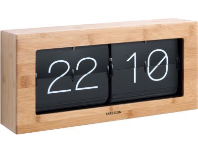 Horloge à poser Flip Box (Bambou et noir)