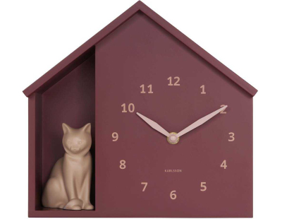 Horloge à poser Siting cat (Rouge bordeaux)