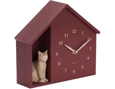 Horloge à poser Siting cat (Rouge bordeaux)