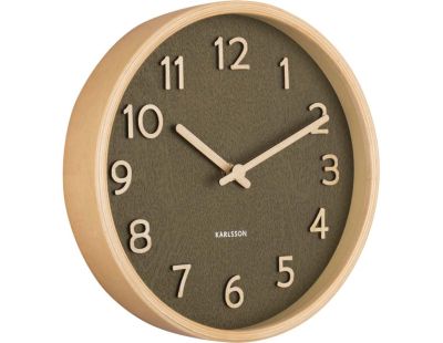 Horloge ronde en bois Pure  22 cm (Vert mousse)
