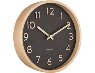Horloge ronde en bois Pure  22 cm (Noir)