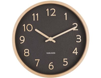 Horloge ronde en bois Pure  22 cm (Noir)