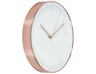 Horloge ronde cuivrée et blanche 30.5 cm