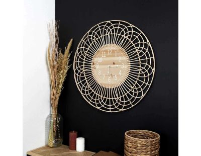 Horloge ronde en rotin 70 cm