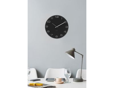 Horloge ronde vintage en verre 35 cm (Noir)