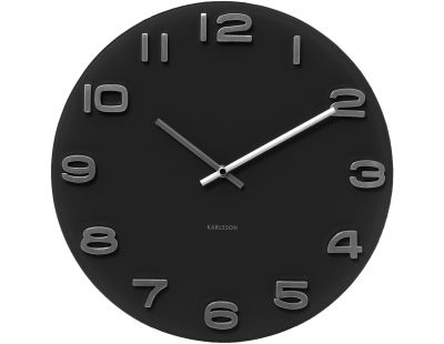 Horloge ronde vintage en verre 35 cm (Noir)