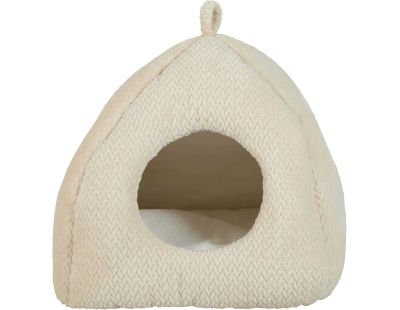Igloo pour chat en fourrure Olympe 41 x 41 cm (Crème)