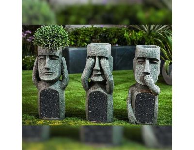 Jardinière Moai en polyrésine (Lot de 3)