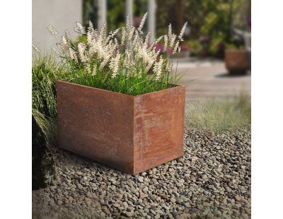 Jardinière en acier corten rouille (58 x 38 x 38 cm)