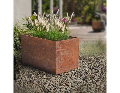 Jardinière en acier corten rouille (78 x 38 x 38 cm)