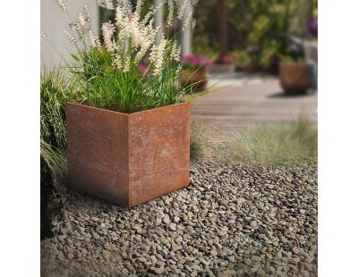 Jardinière en acier corten rouille (38 x 38 x 38 cm)