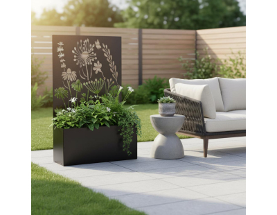 Jardinière en fer avec treillis (Motif floral)