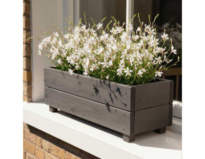 Jardinière en mélèze Moline 60 x 22 x 20 cm (Cérusé noir)