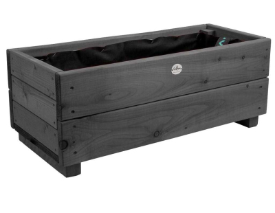 Jardinière en mélèze Moline 60 x 22 x 20 cm (Cérusé noir)