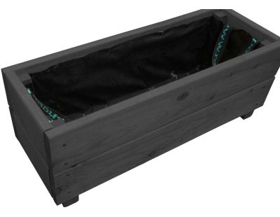 Jardinière en mélèze Moline 60 x 22 x 20 cm (Cérusé noir)