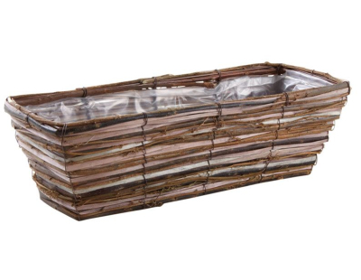 Jardinière osier brut et bois