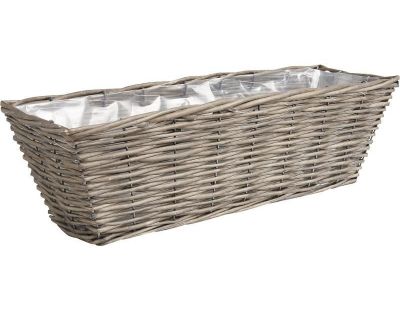 Jardinière en osier (Longueur 40cm Gris)
