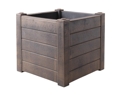 Jardinière en polyéthylène imitation bois Teak (40 x 40 x 40 cm)