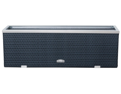 Jardinière en résine tressée avec cadre en aluminium 98 x 25 x 34 cm (Anthracite)