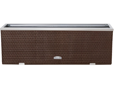 Jardinière en résine tressée avec cadre en aluminium 98 x 25 x 34 cm (Marron)