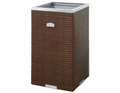 Jardinière en résine tressée avec cadre en aluminium 35 x 35 x 60 cm (Marron)