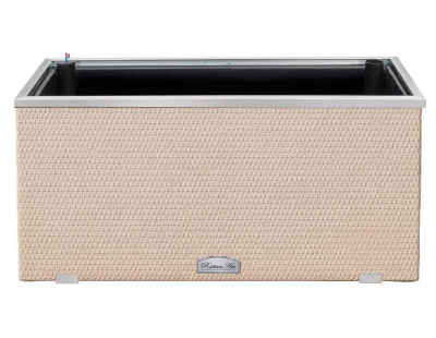 Jardinière en résine tressée avec réserve d'eau et cadre en aluminium 95 x 39 x 43 cm (Beige)