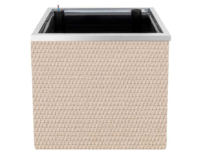 Jardinière en résine tressée avec réserve d'eau et cadre en aluminium 50 x 50 x 43 cm (Beige)