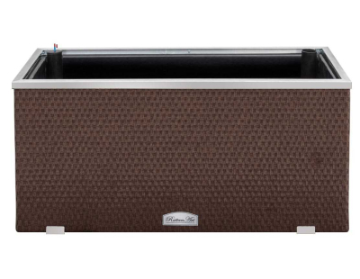 Jardinière en résine tressée avec réserve d'eau et cadre en aluminium 95 x 39 x 43 cm (Marron)