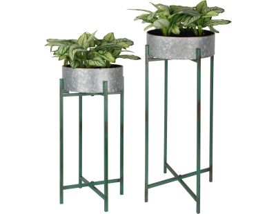 Jardinière sur pied en zinc intérieure extérieure (Lot de 2) (Rondes - 2,7 / 3,8 litres)