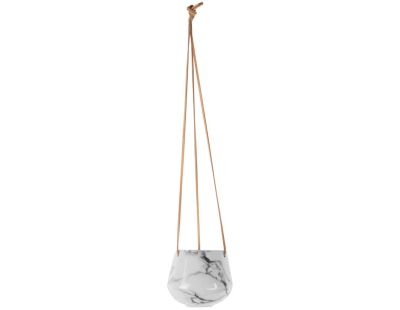 Jardinière suspendue en céramique marbrée 12 x 9.5 cm (Blanc)