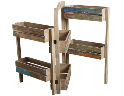 Jardinière triptyque bois recyclé